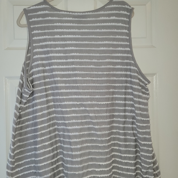 Modcloth Womens Top Plus Size 4XL Sleeveless Gray White Striped Scoop Neck - Picture 4 of 5